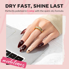 Modelones long-lasting shine keeps nails looking groomed through daily tasks