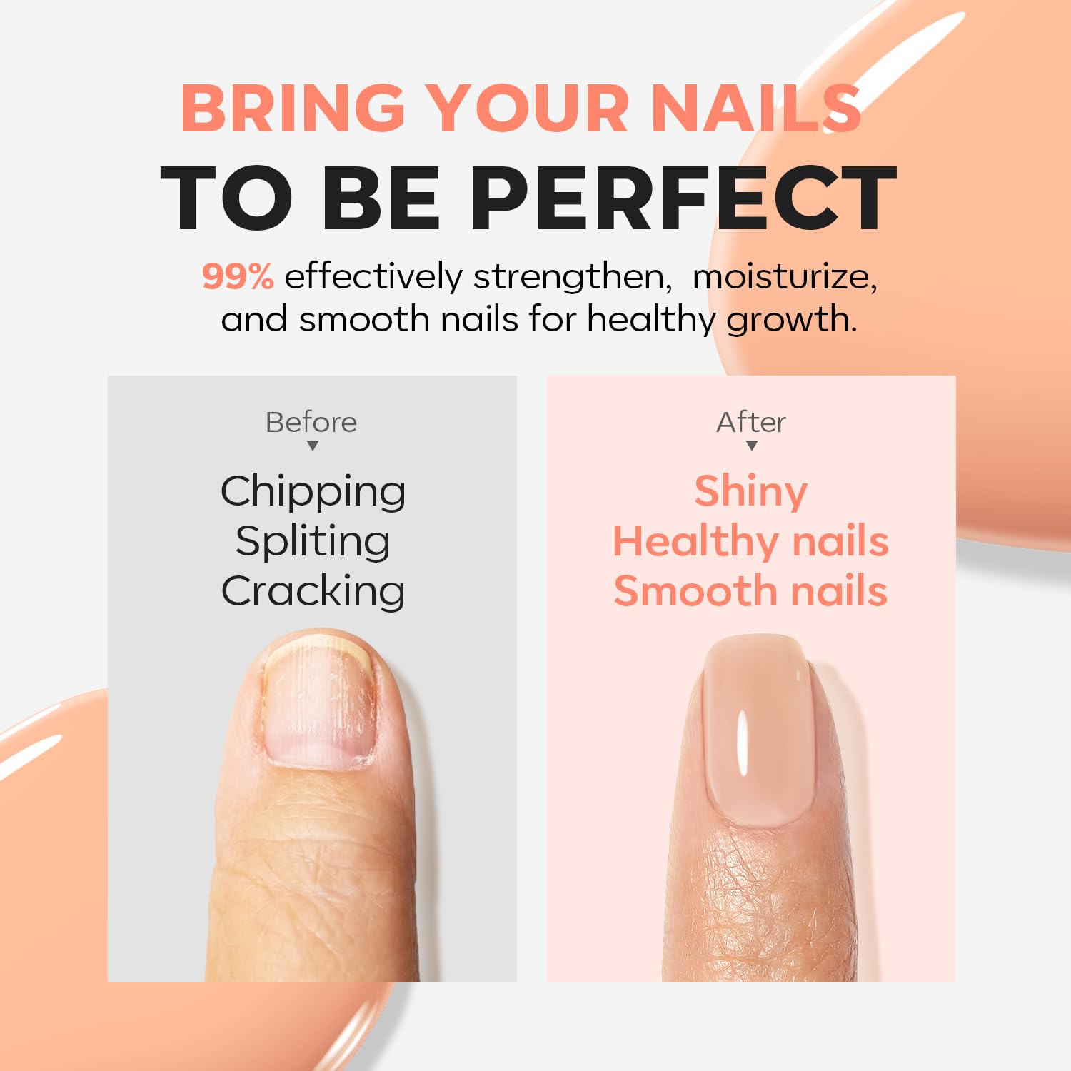 Modelones Nail Strengthener application step, smooth glossy finish.