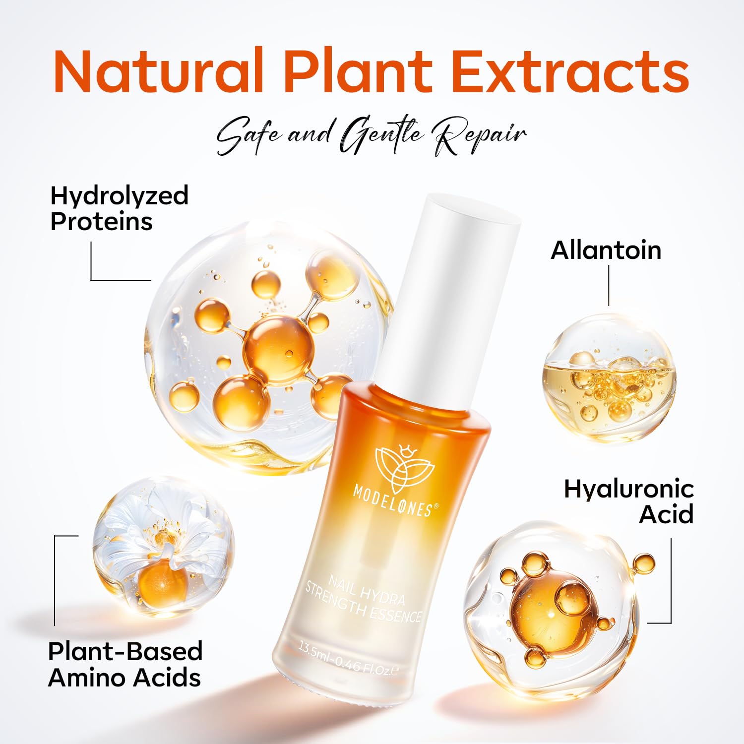 Modelones serum texture close-up reveals nourishing keratin and jojoba.
