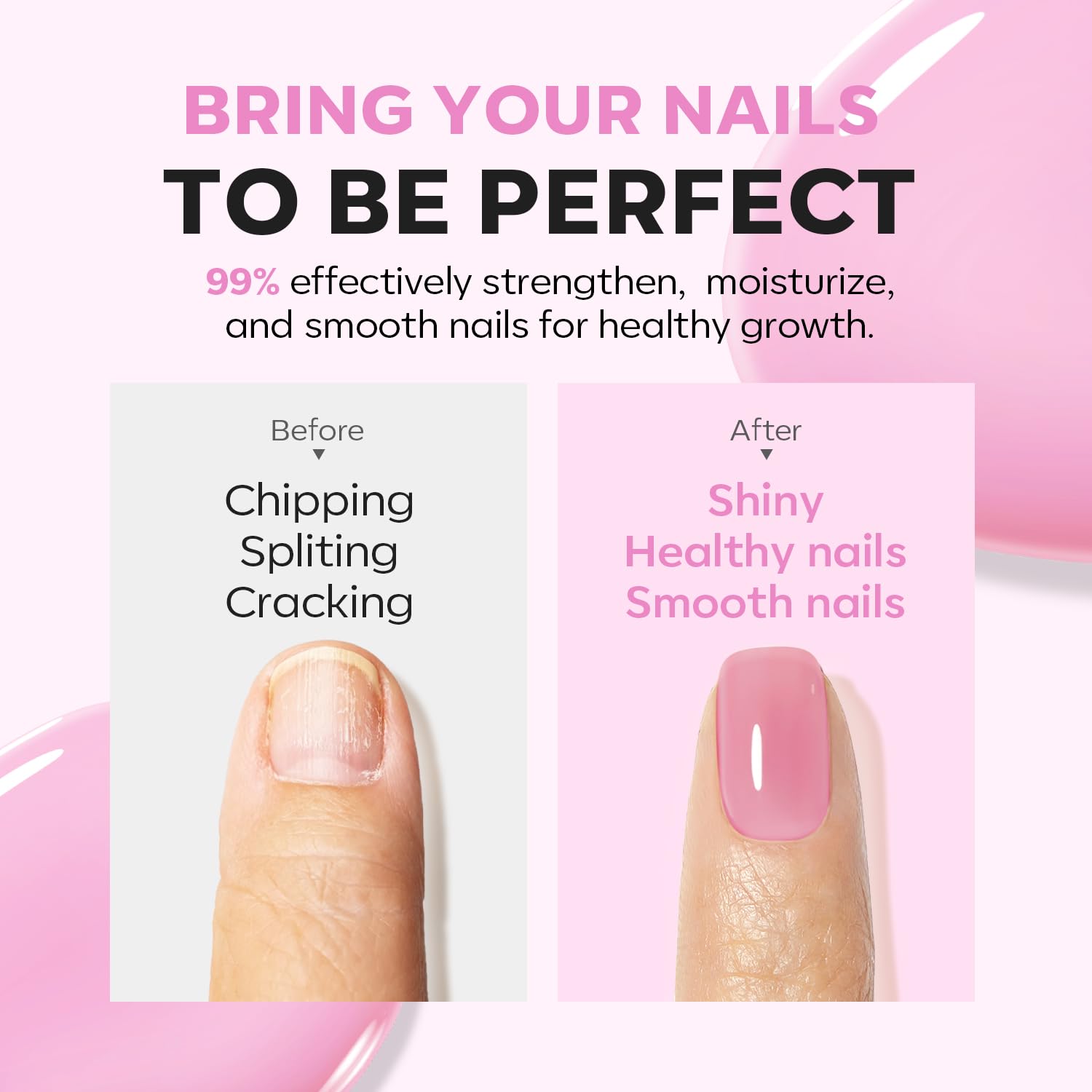 Modelones Jelly before-after nails highlight texture improvement and smoother finish.