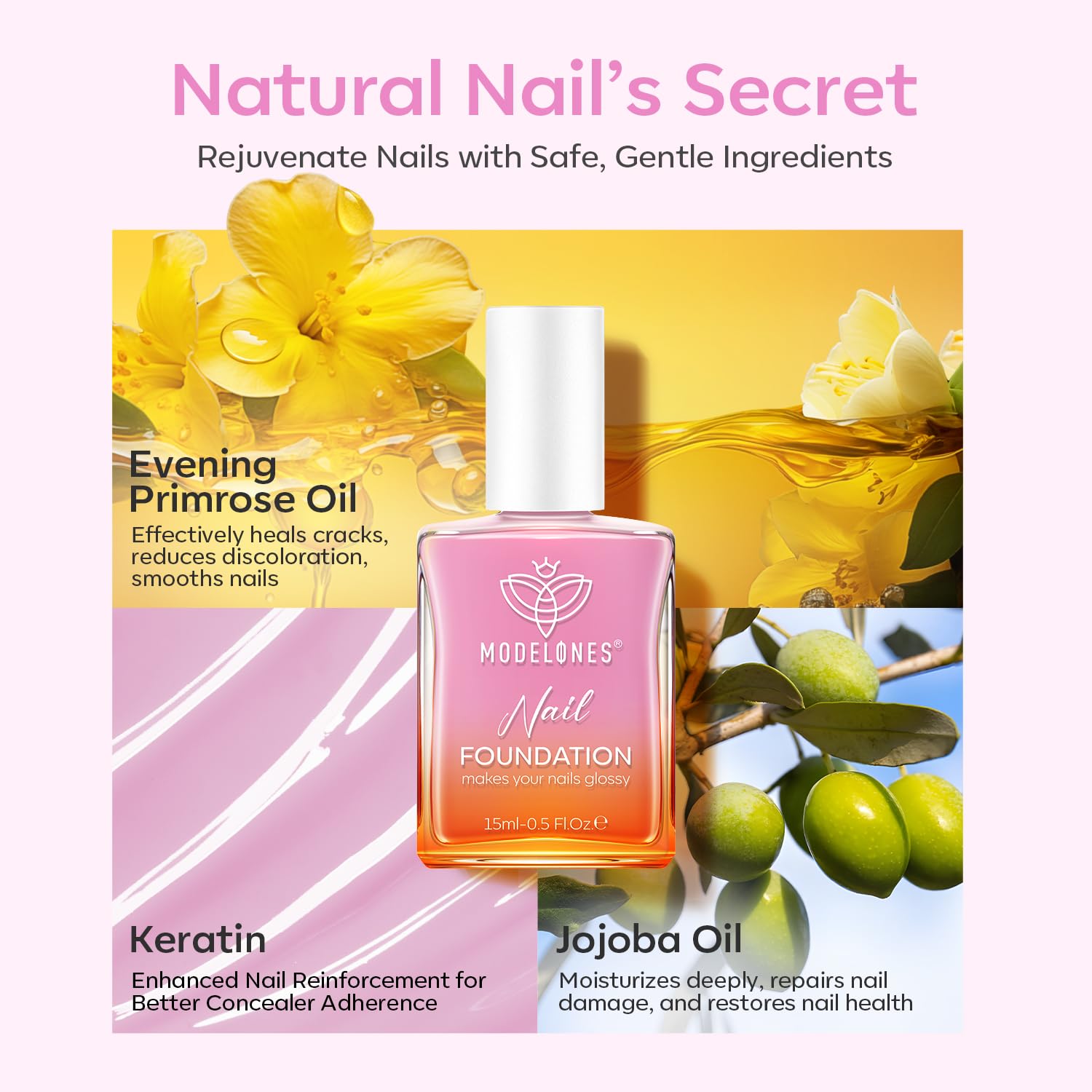 Modelones nail care scene with jelly polish providing light coverage and shine.