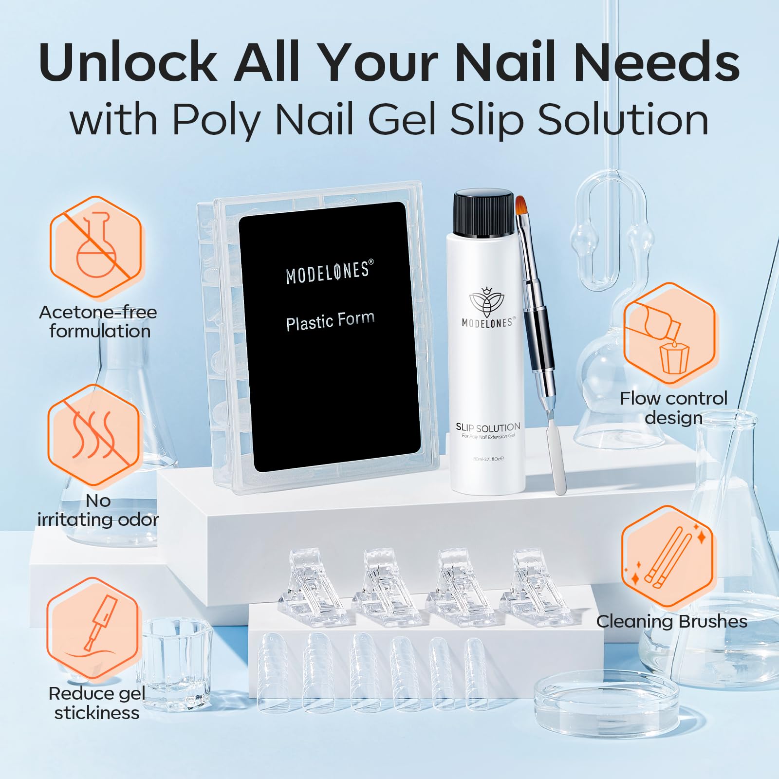 Modelones nail tips clips (6 pcs) hold extensions securely during shaping.