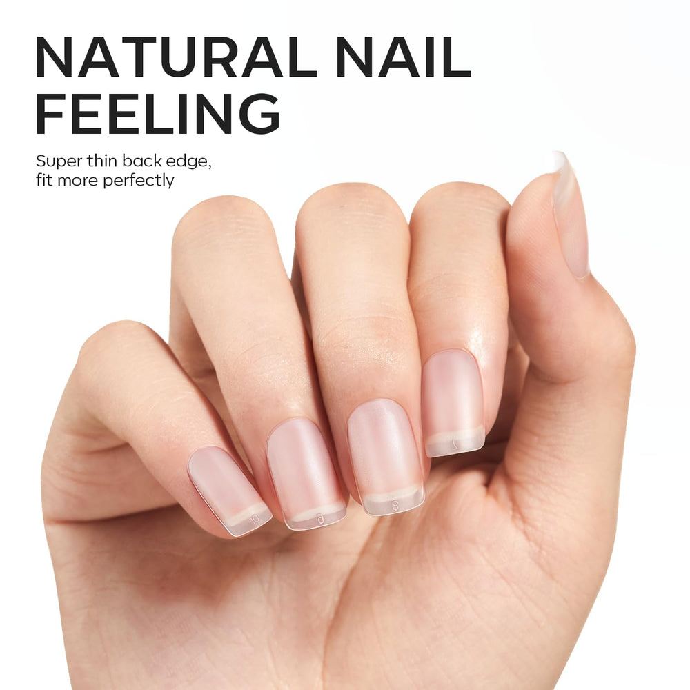 Modelones frosted texture enhances adhesion with natural nail feel.
