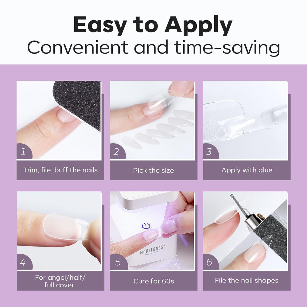 Modelones tips offer long-wear potential with compatible top coats.