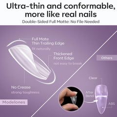 Modelones pre-buff matte finish speeds up extensions.