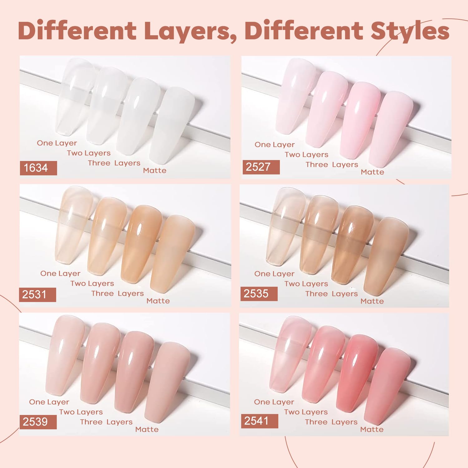 Neutral nude and sheer pink shades by Modelones for versatile nail looks.