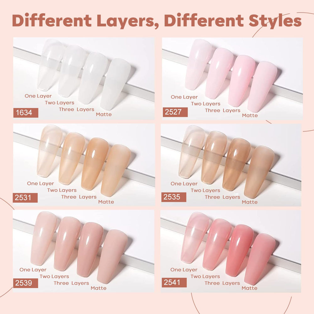 Neutral nude and sheer pink shades by Modelones for versatile nail looks.