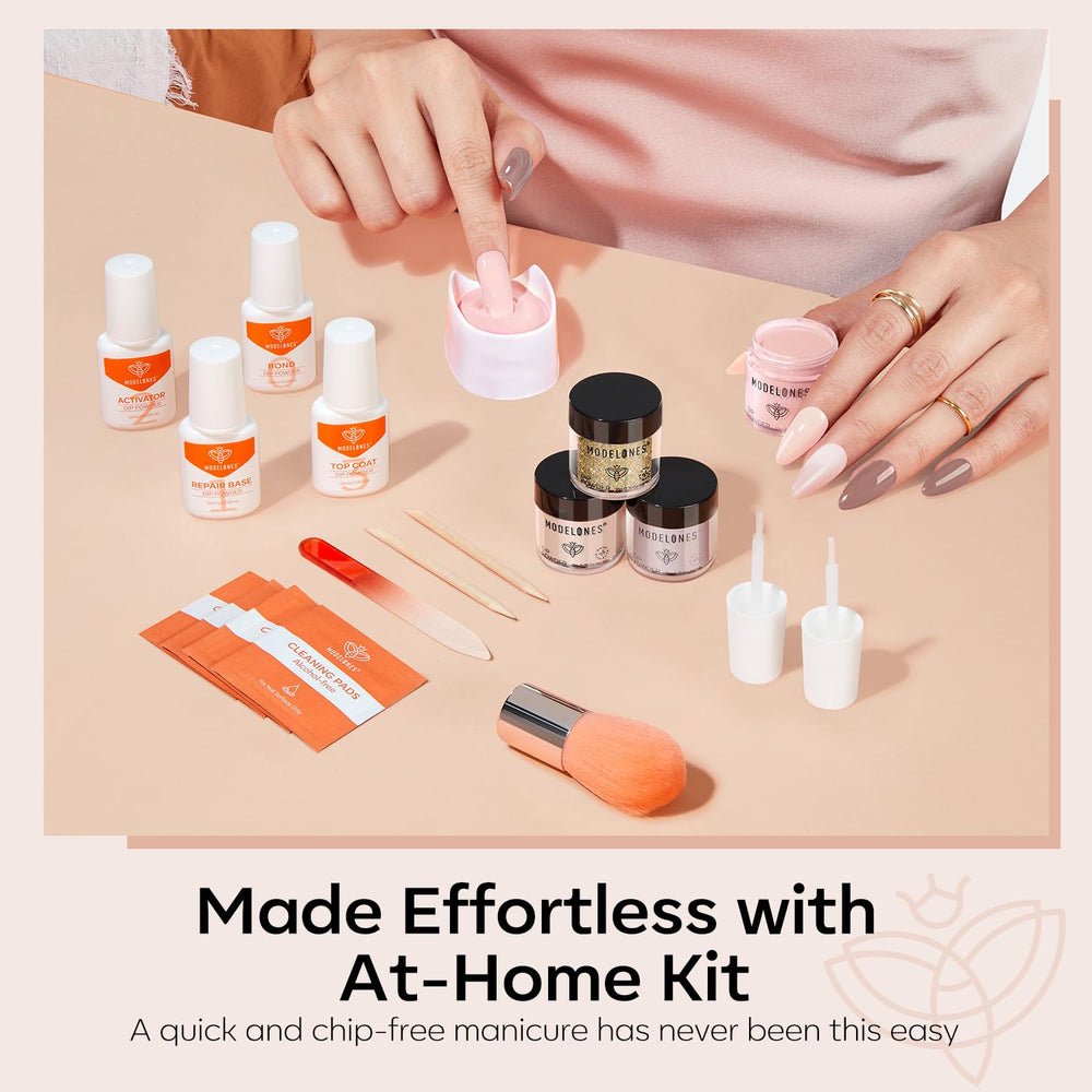 Modelones no-lamp-needed dip powder enables lamp-free, convenient at-home use.