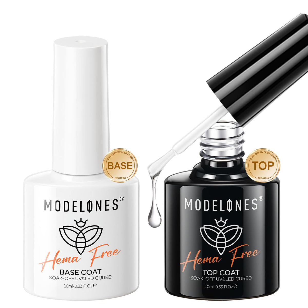 Modelones No Wipe Base Coat bottle for smooth foundation and chip resistance.
