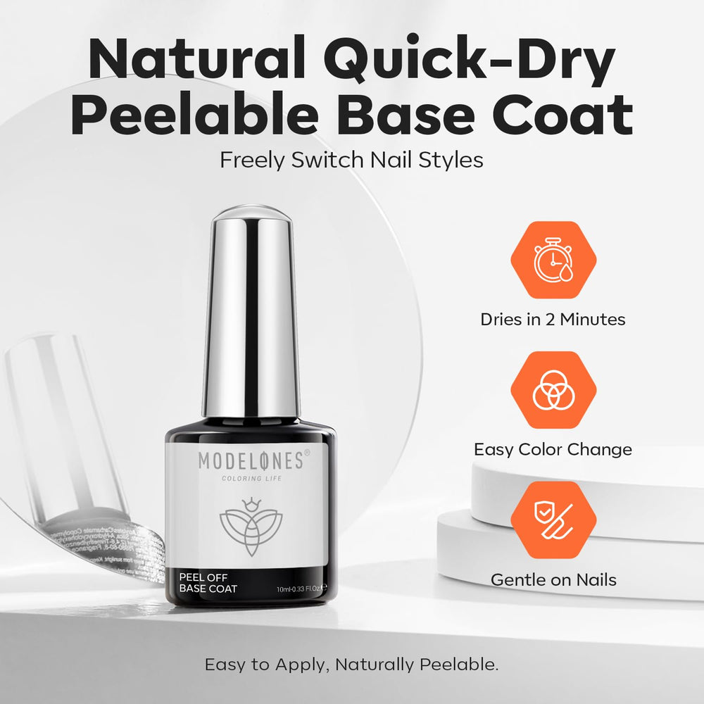 Nails protected while using Modelones base coat in progress.