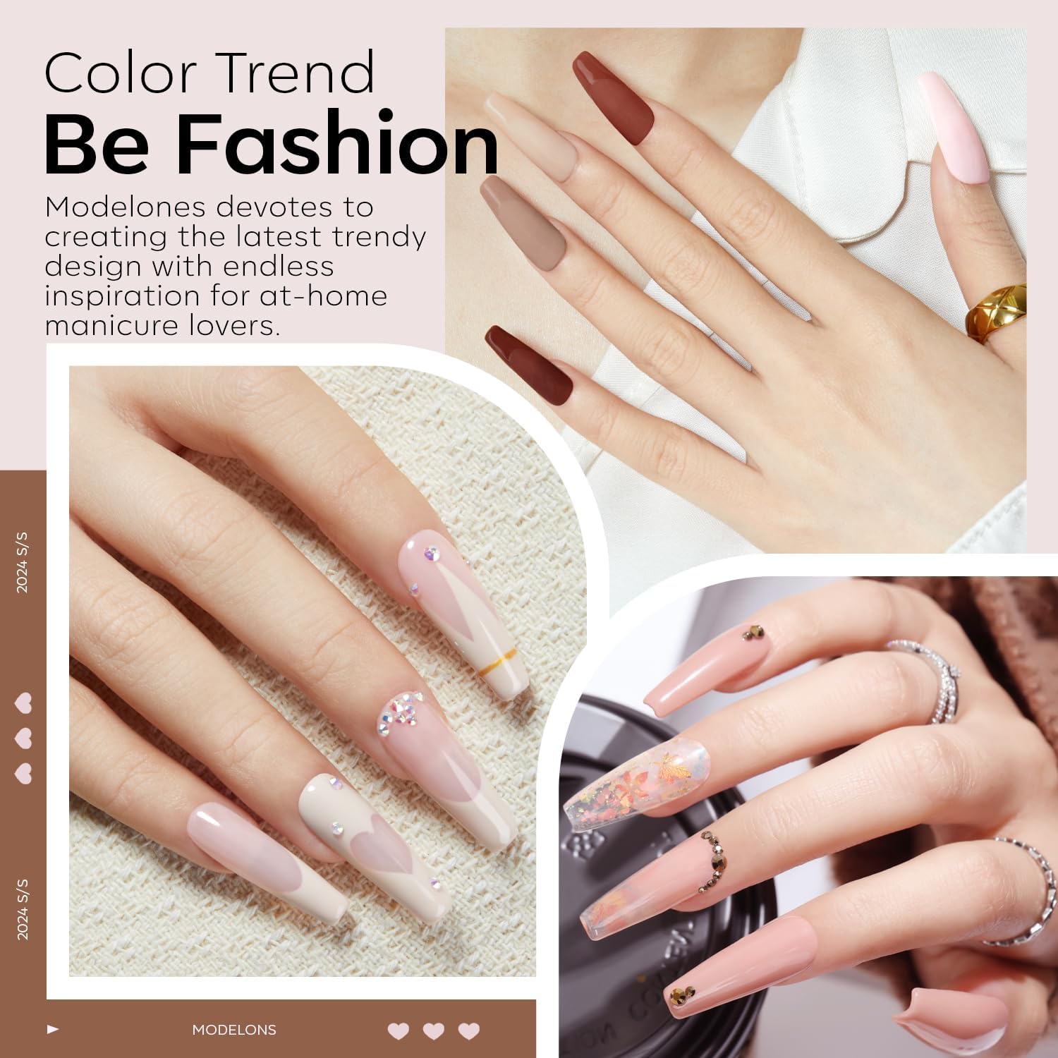 Modelones nude acrylic powder bottles close-up highlighting compact jars for at-home nail art.