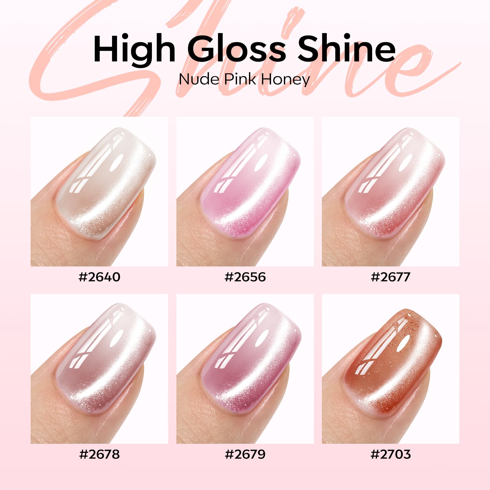 Modelones nude cat-eye gel polish shown with the color window for easy shade selection.