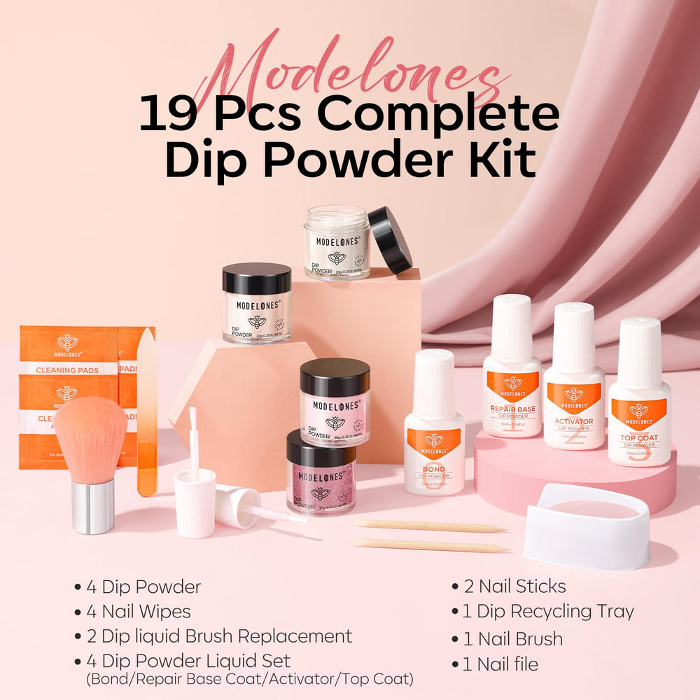 Modelones nude dip powder provides natural base for daily wear.