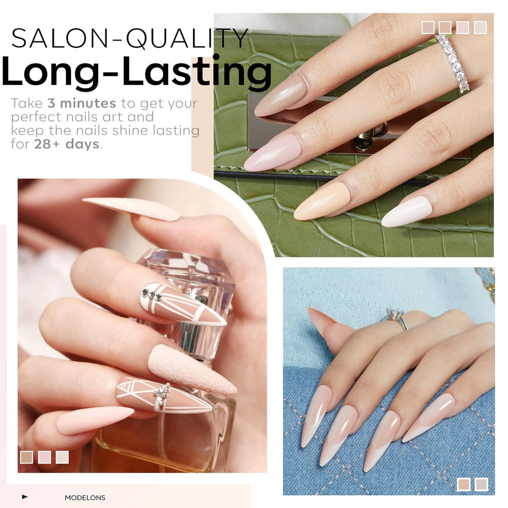 Modelones gel polish bottles featuring center-clear design for precise application