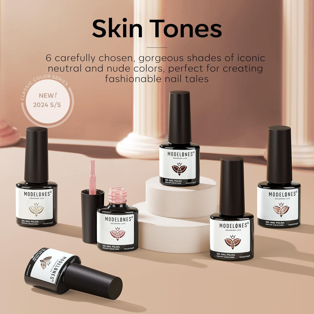 Six nude shades on nails for everyday wear and special events