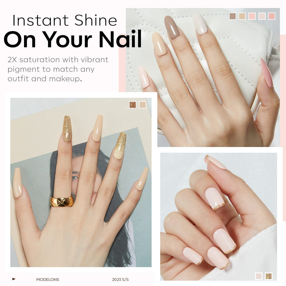 Modelones Glitter Champagne shade adds subtle sparkle for party-ready nails