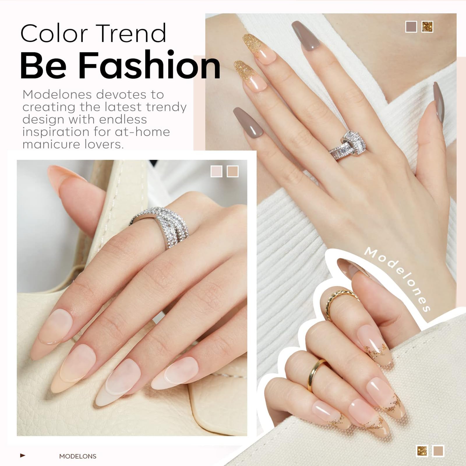 Modelones Nude Gel Polish Set nude palette highlights versatile, elegant nails