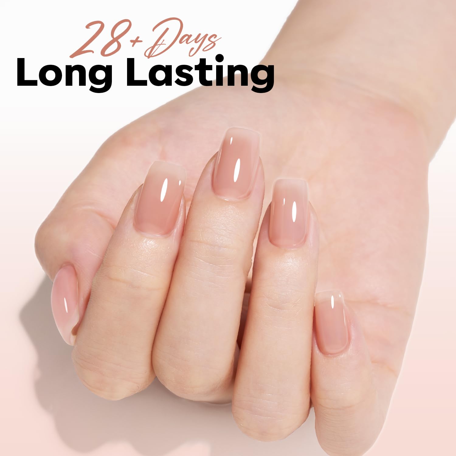 Modelones Nude Gel Polish sheer finish creates a soft nude look.