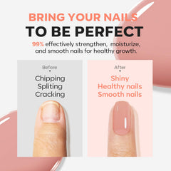 Modelones nude polish on nails shows natural tint.