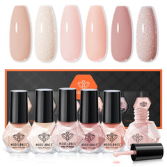 Modelones Nude Nail Polish Set bubble bath bottles showing six quick-dry colors