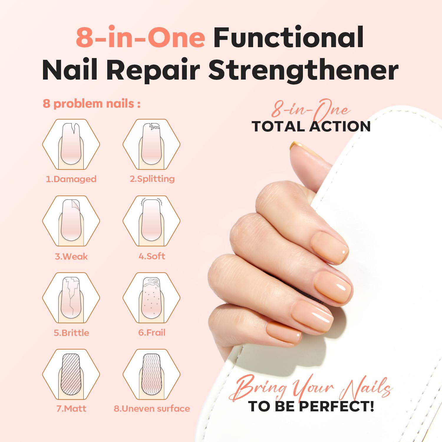 Modelones Nude Nail Repair on nail showing natural concealer.