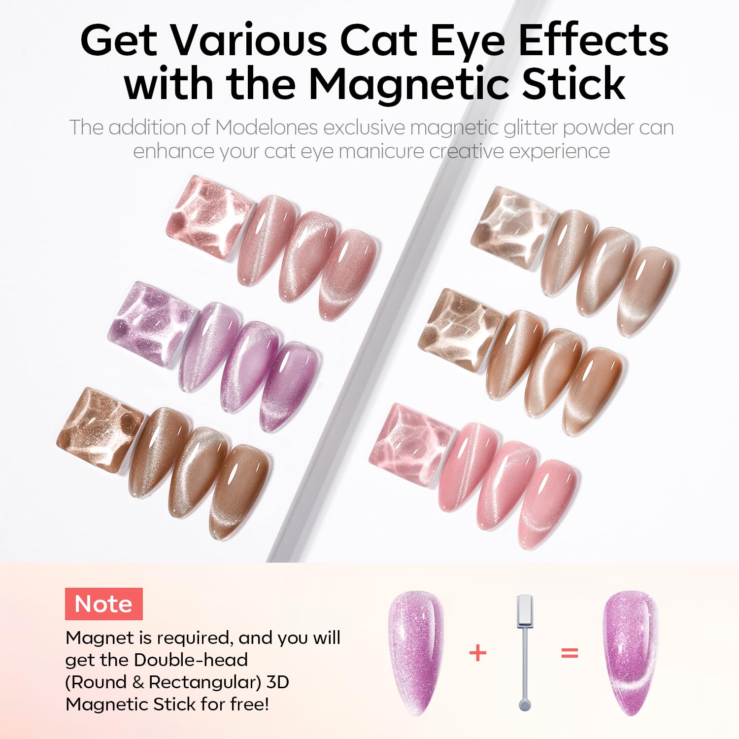 Modelones nude pink cat eye polish offers semi-transparent shimmer for everyday wear.