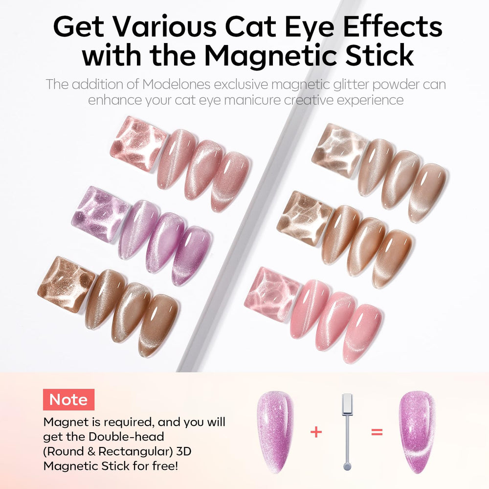Modelones nude pink cat eye polish offers semi-transparent shimmer for everyday wear.