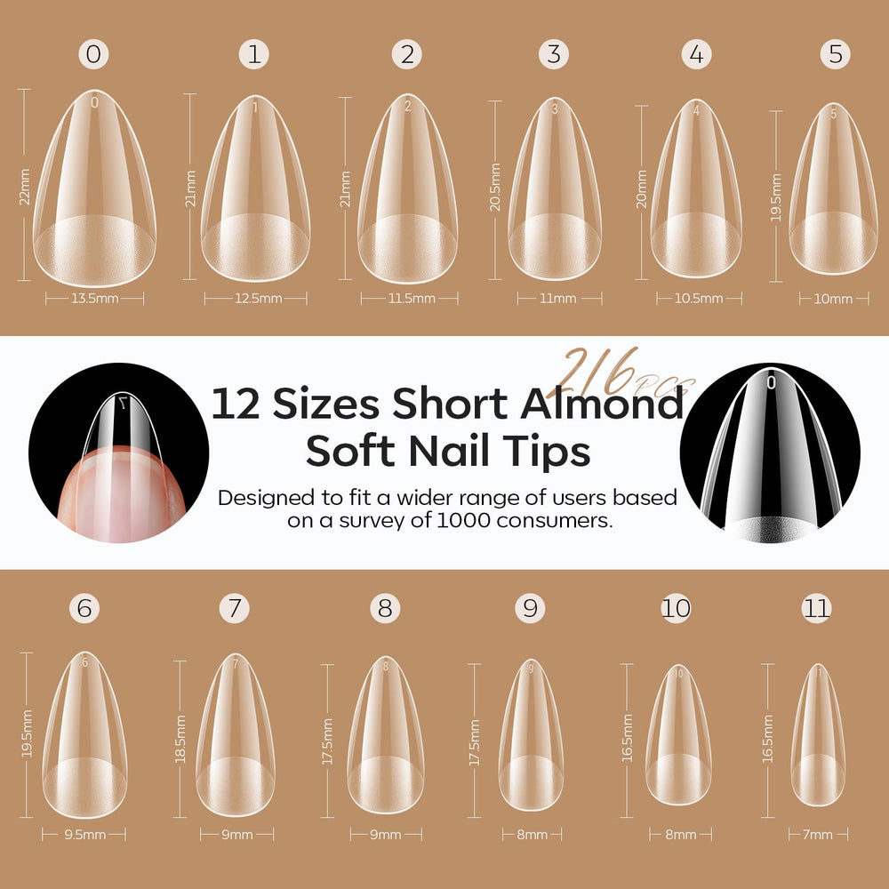 Modelones numbered sizes 0-11 help quick DIY nail fit.