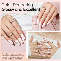 Modelones glitter pink dip powder bottle highlighting sparkle for glam nails.