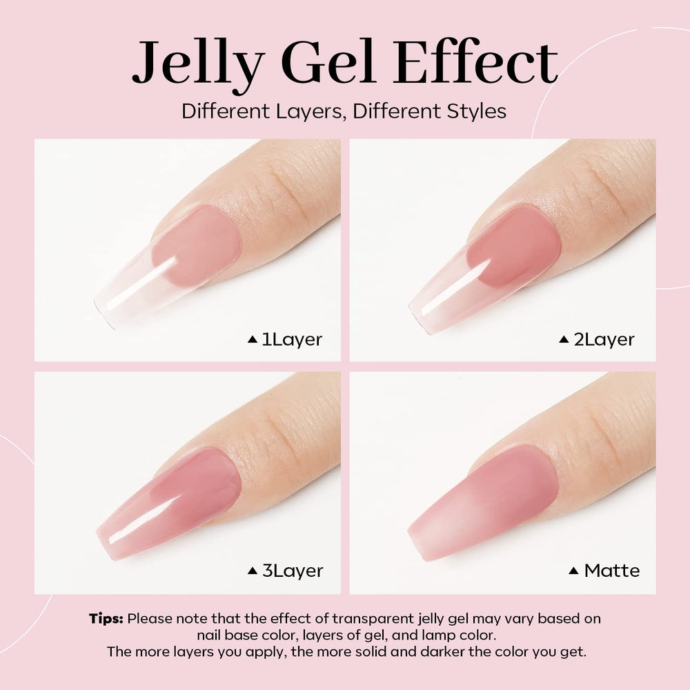 Modelones pink jelly polish demonstrates classic French tip effect at home