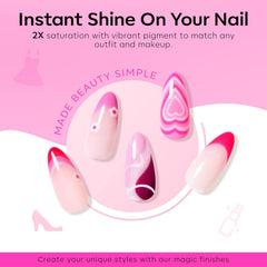 Modelones pink gel nail polish kit color swatches show six shades for versatile looks.