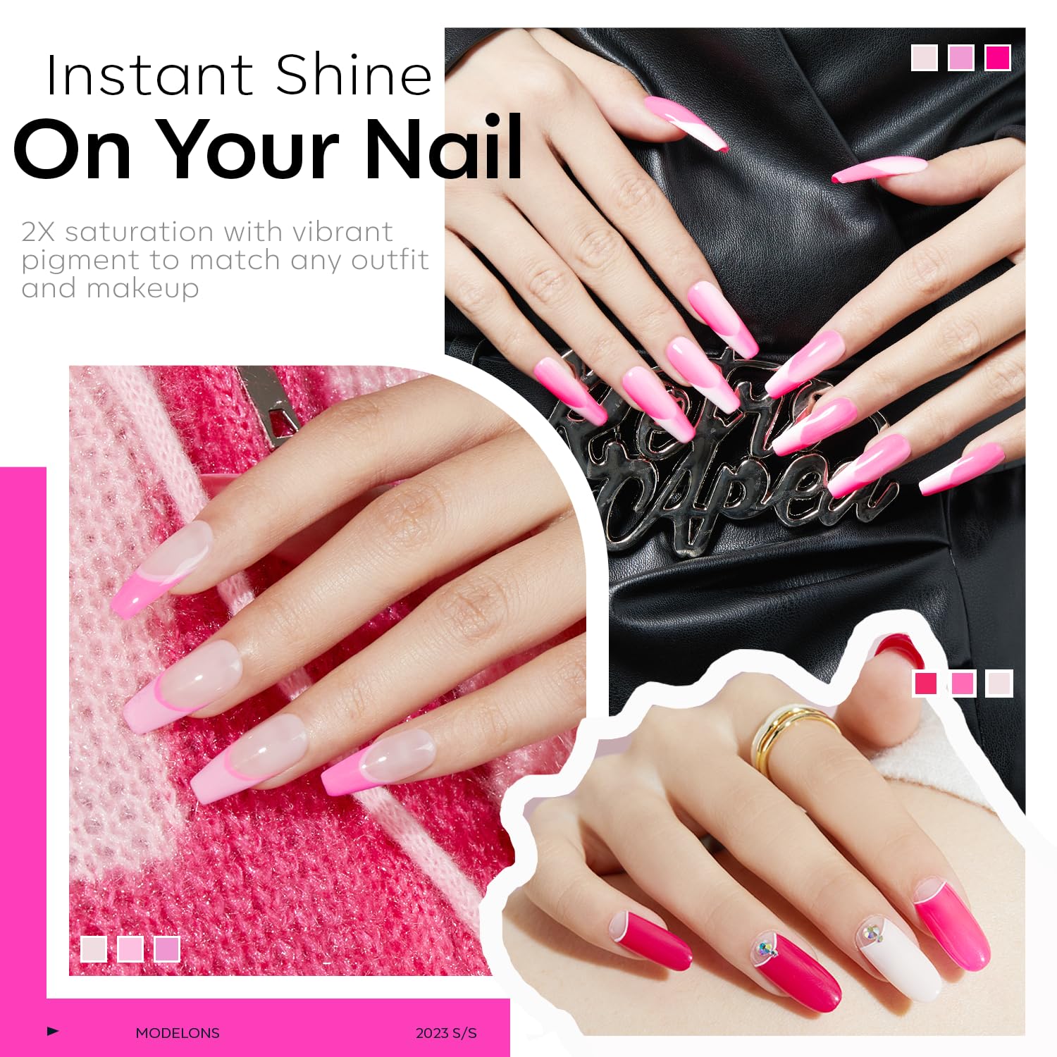 Modelones pink gel nail polish kit with color window design speeds shade selection.