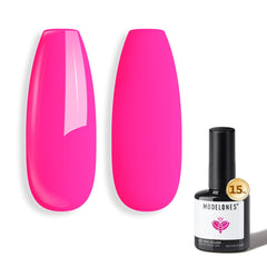 Modelones Pink Gel Nail Polish rose pink 15ml bottle for long-lasting at-home manicures.