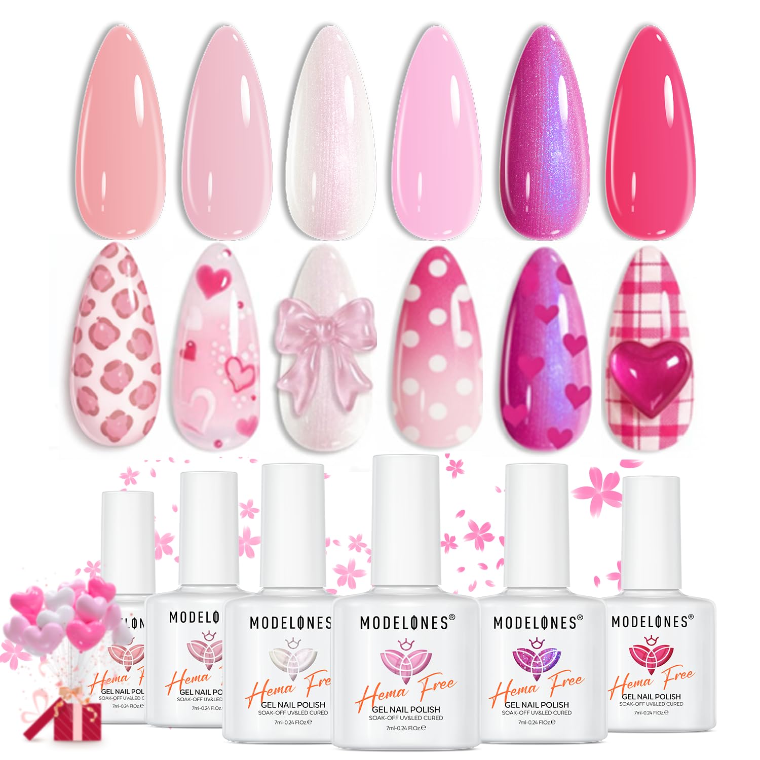 Modelones Pink Gel Nail Polish Baby Nude Pink bottle display showing rich color and depth