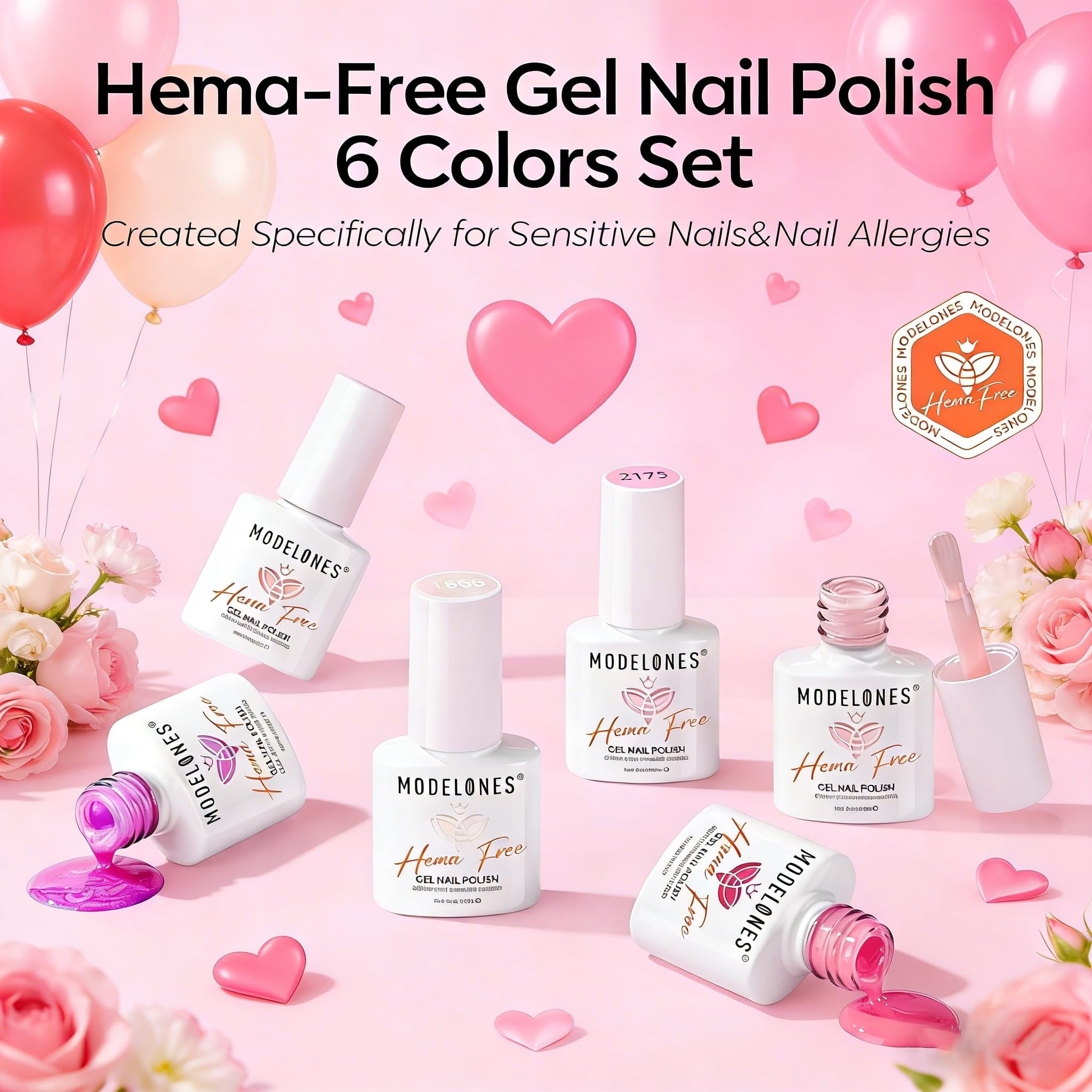 Modelones Cherry Blossom Pink gel polish on nails for a delicate, salon-worthy look