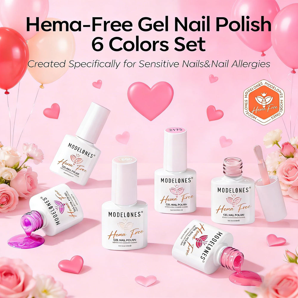 Modelones Cherry Blossom Pink gel polish on nails for a delicate, salon-worthy look