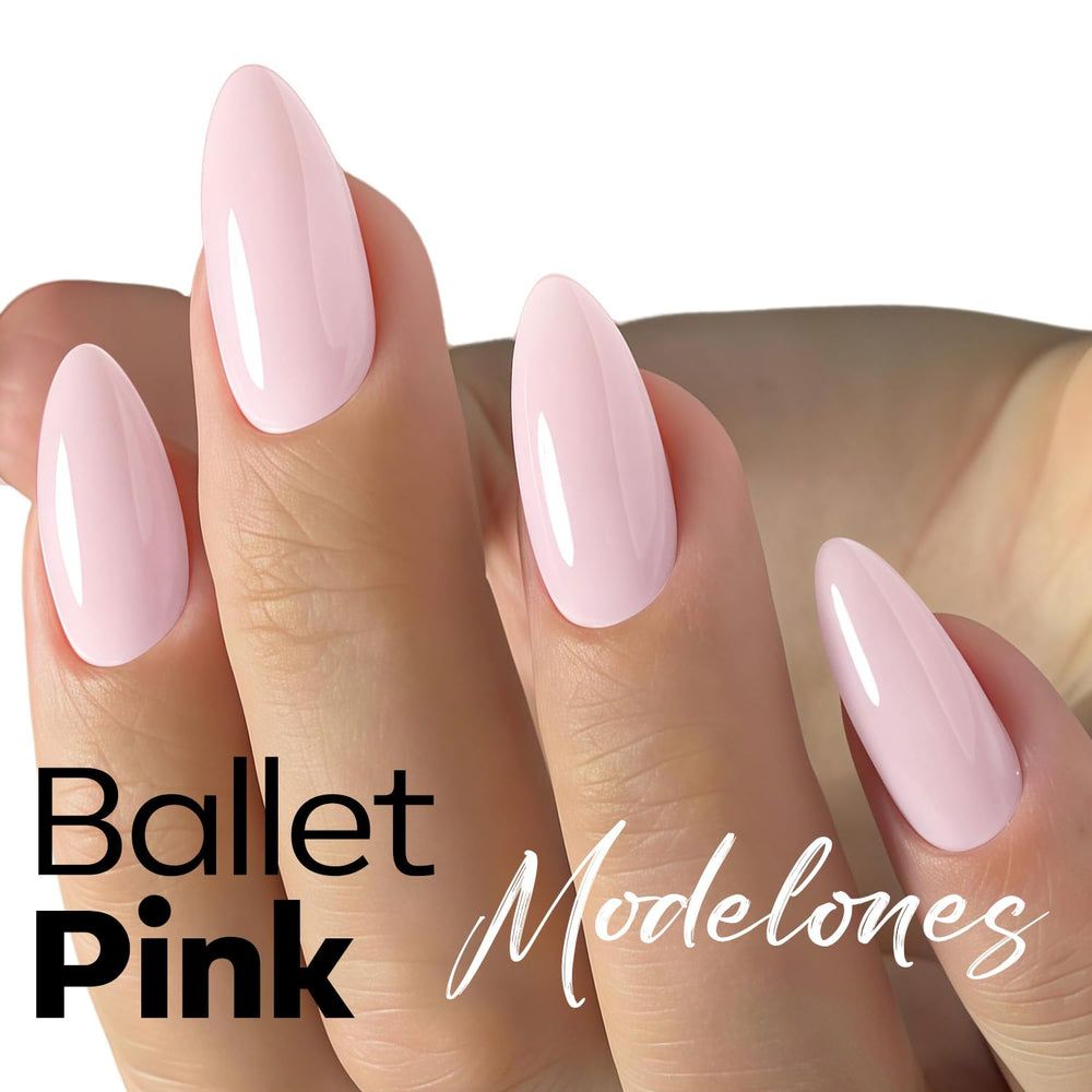 Modelones pink gel polish brush close-up for smooth, precise application.