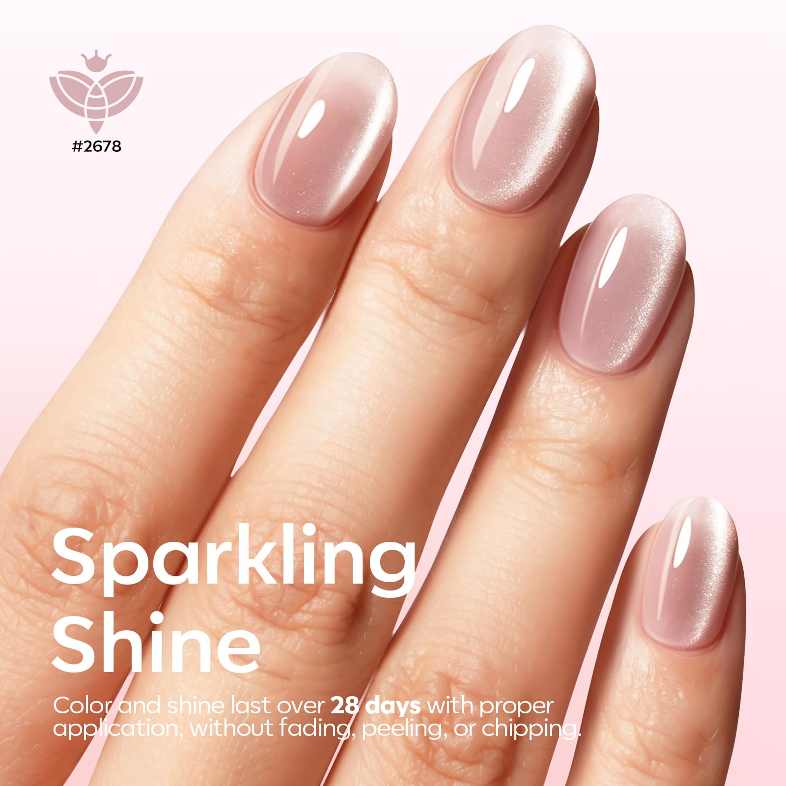 Modelones pink glitter cat-eye gel polish adds shimmer for party-ready nails.