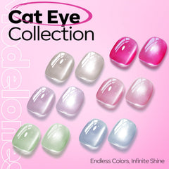 Modelones pink neon shimmer cat-eye on nude base for versatile styles