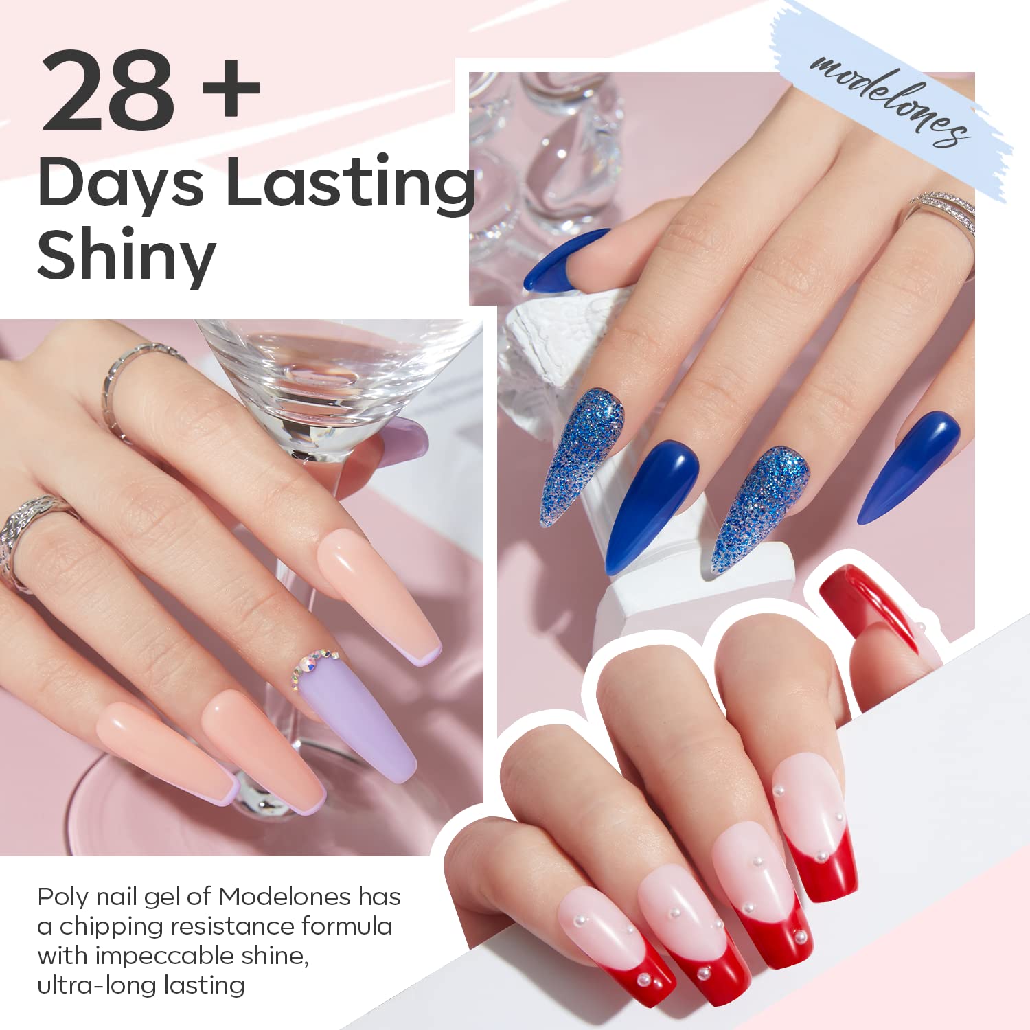 Modelones gel bottles close-up highlighting colors for mix-and-match manicure ideas.