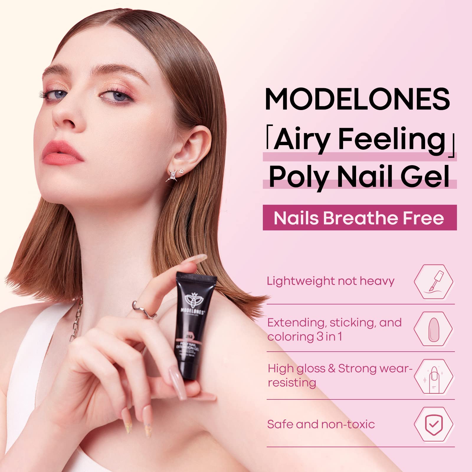 Modelones extension gel cures under lamp in about 90 seconds.