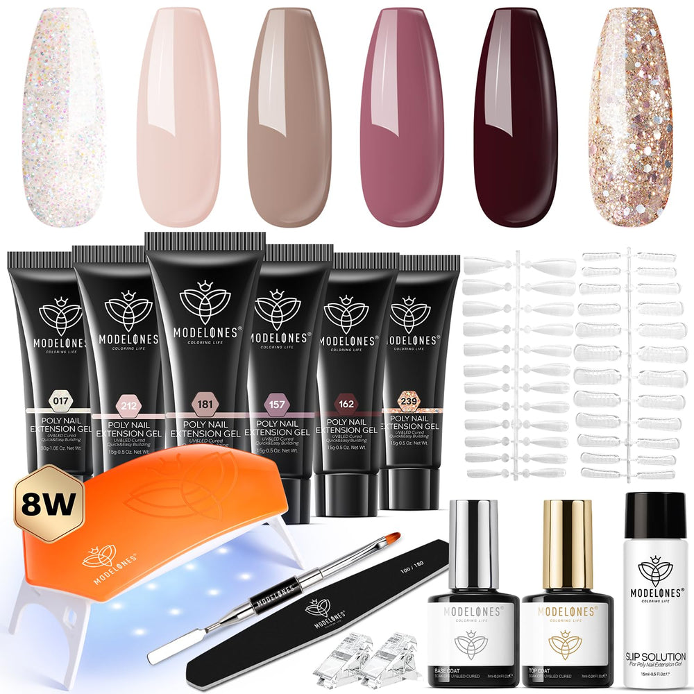 Modelones poly extension gel nail kit with six color options for versatile at‑home nails.