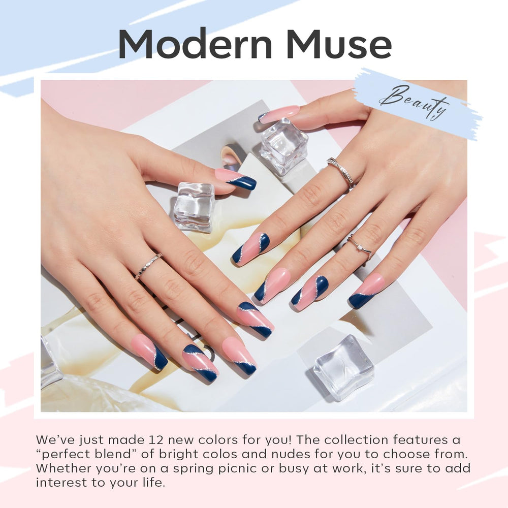 Modelones finished nude nails with glitter showcase elegant all-season looks.