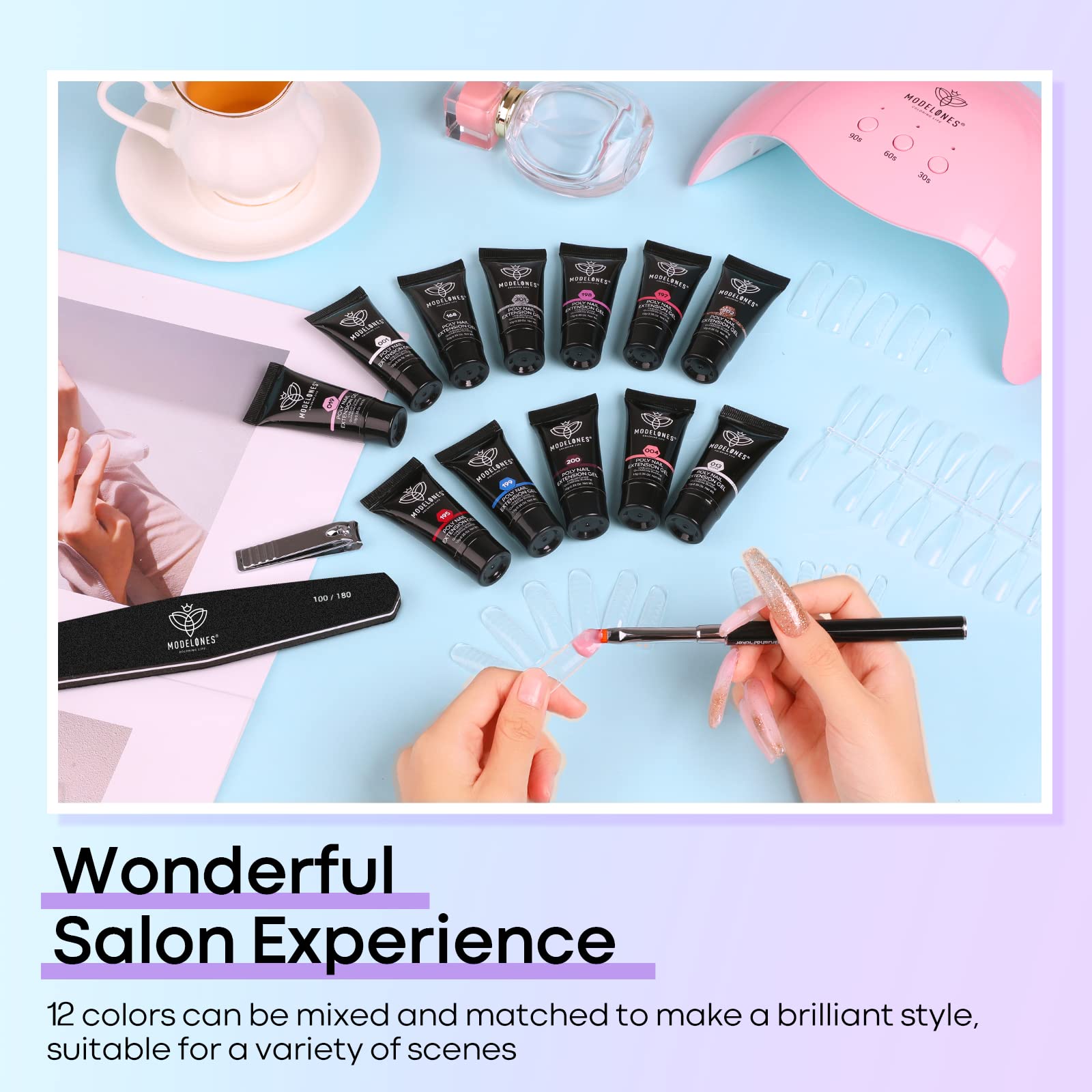 modelones poly nail extension kit at-home manicure setup for DIY spa days