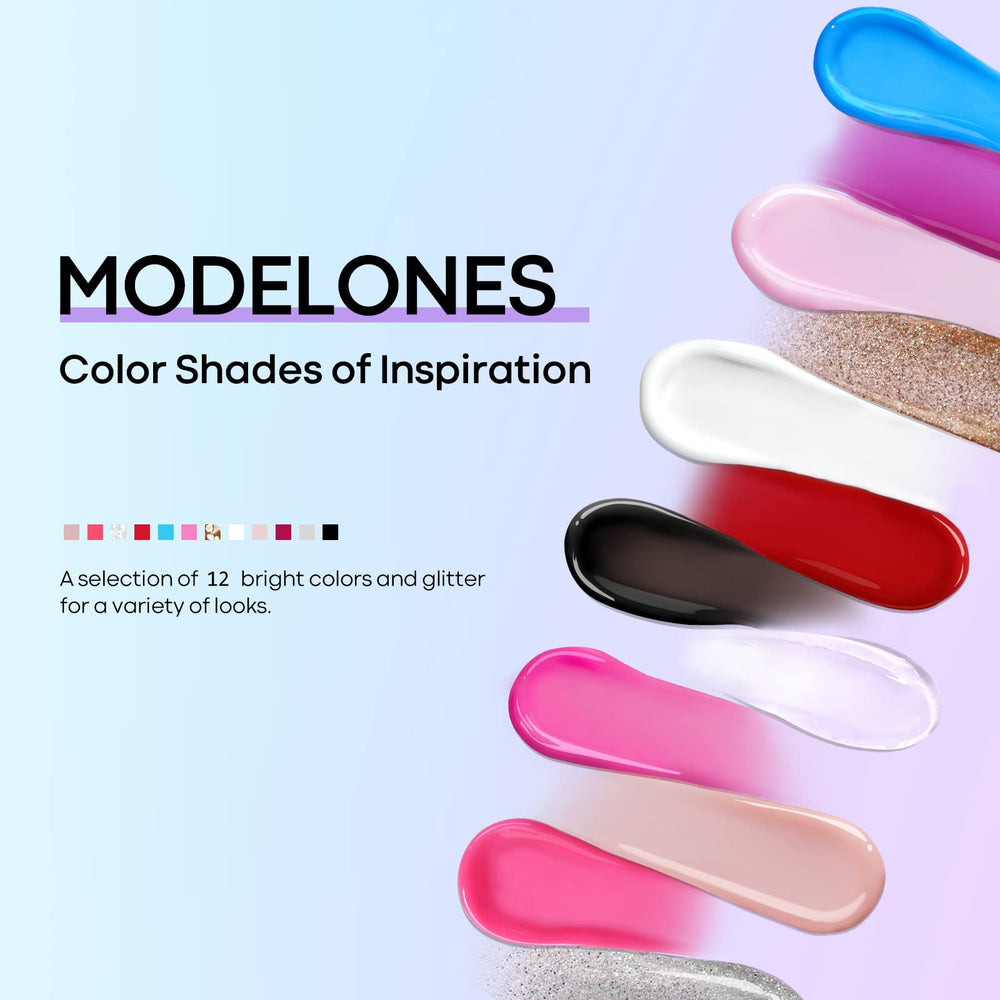 modelones poly nail extension kit palette black highlights dramatic look for bold mani