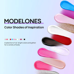 modelones poly nail extension kit palette black highlights dramatic look for bold mani