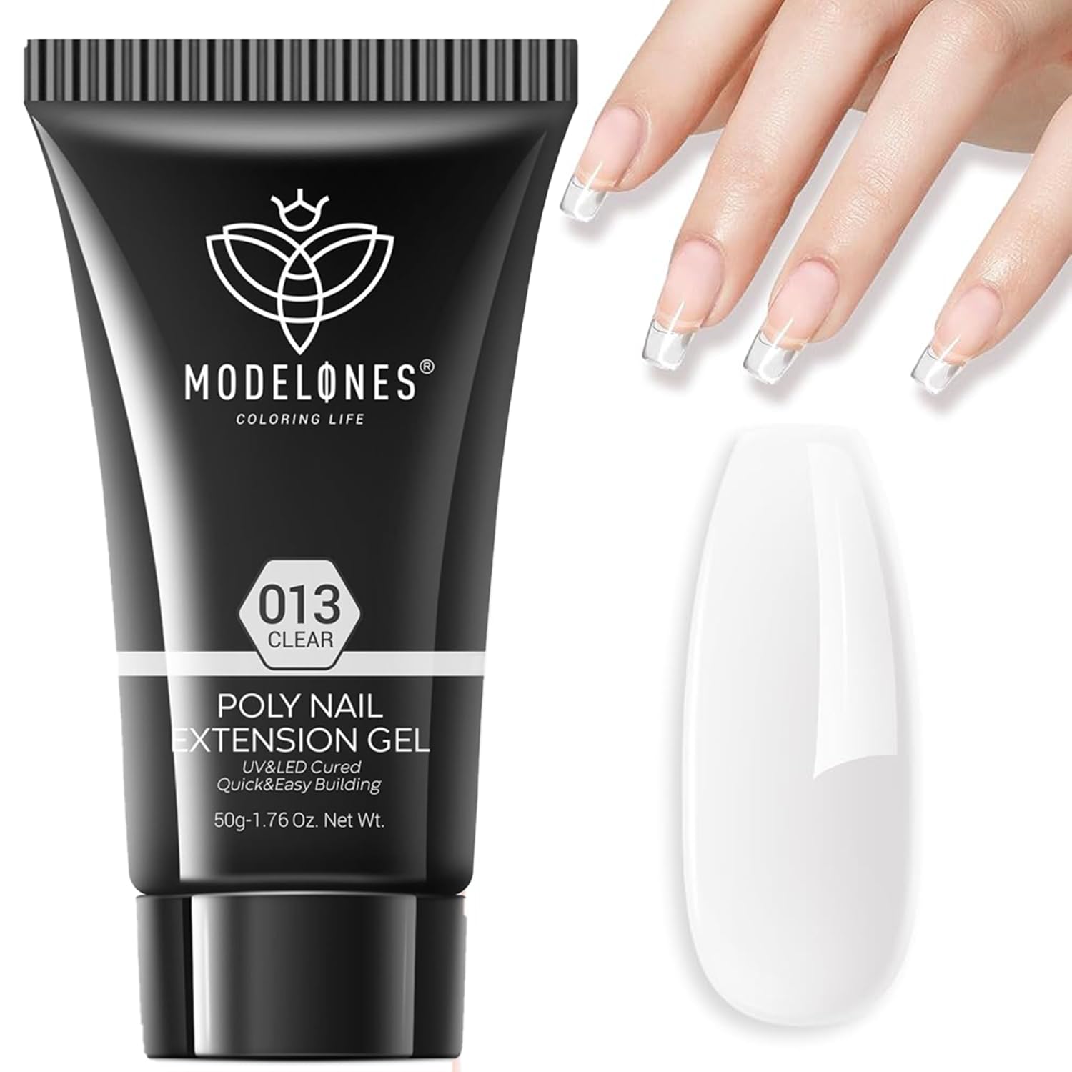 Modelones poly nail gel clear tube for precise extension applications