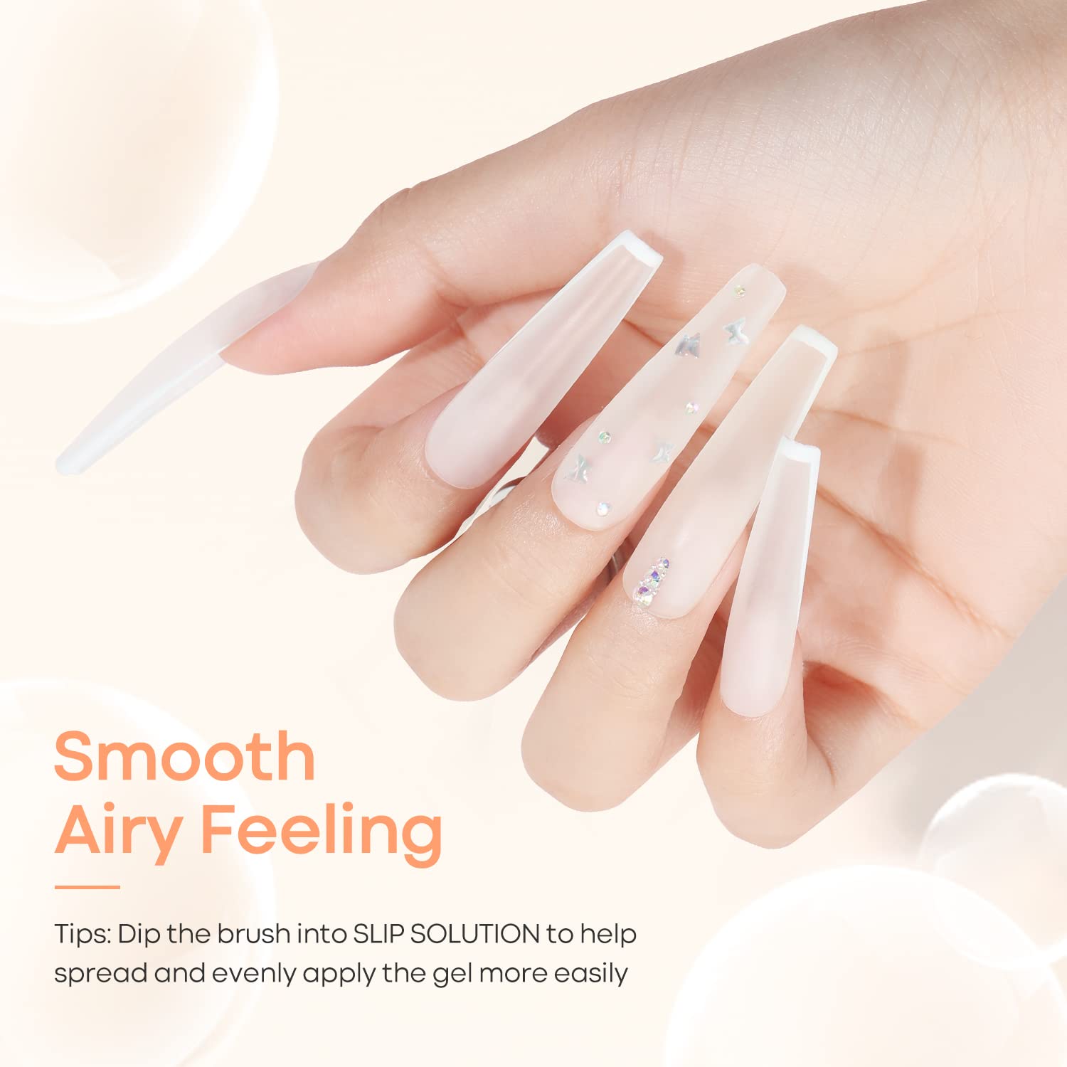 Coffin nail shape finished with Modelones gel for a sleek, durable look