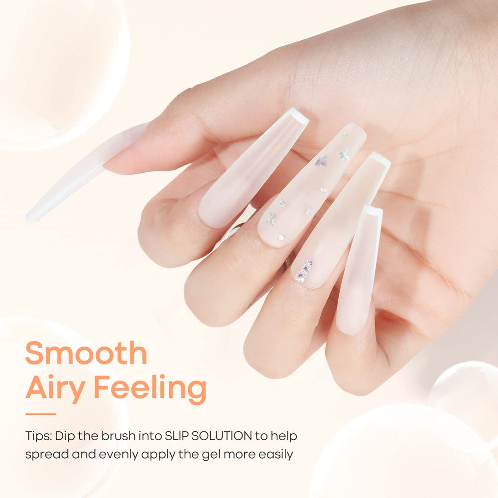Coffin nail shape finished with Modelones gel for a sleek, durable look