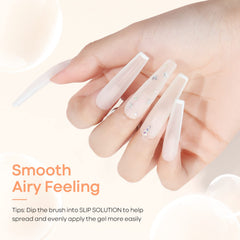 Coffin nail shape finished with Modelones gel for a sleek, durable look